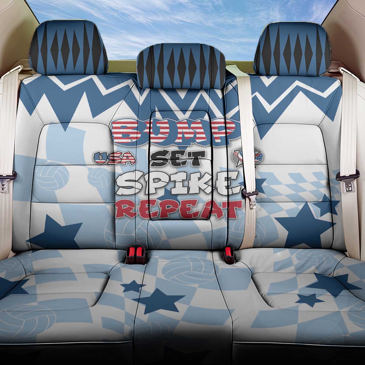 USA Volleyball Back Car Seat Cover Bump Set Spike Repeat