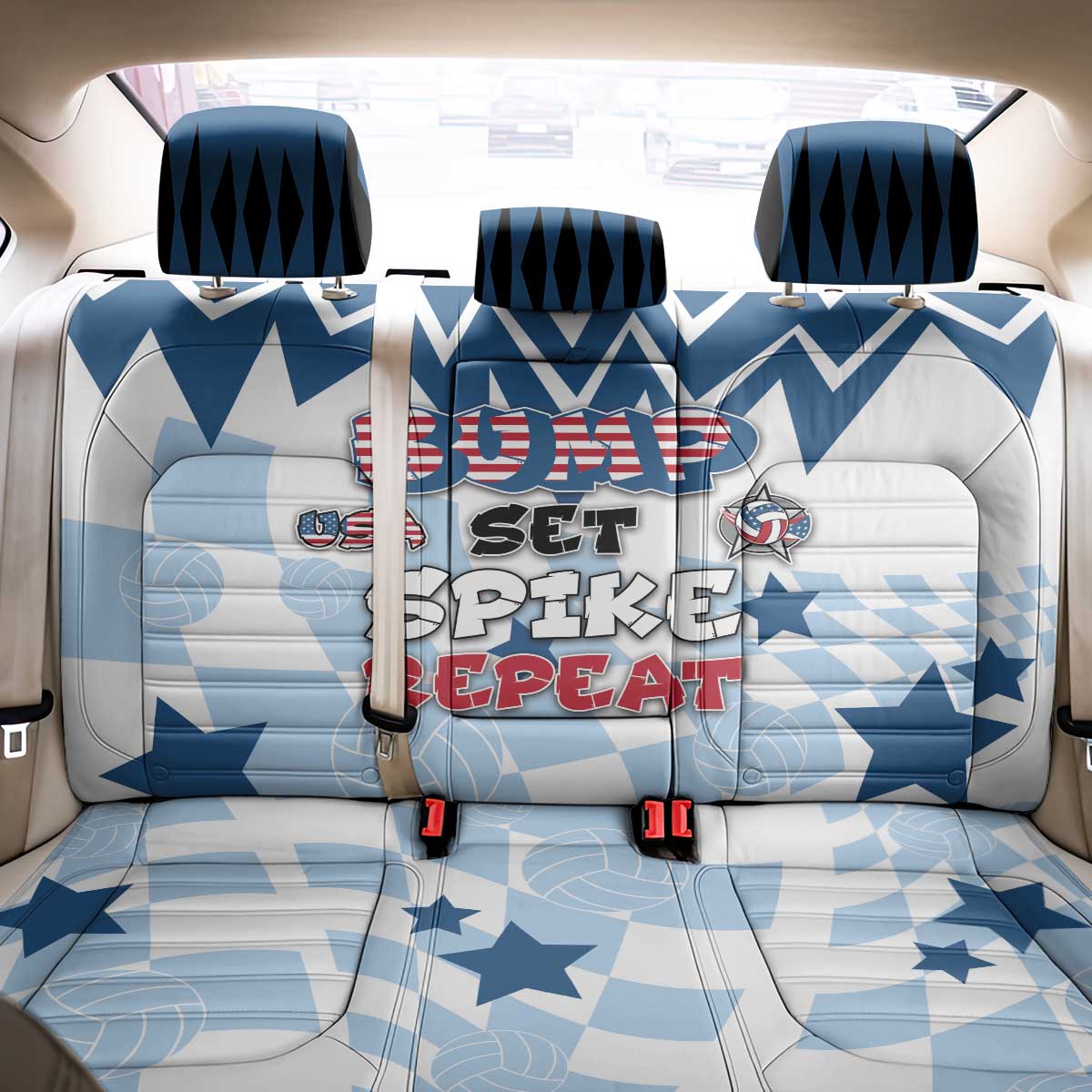 USA Volleyball Back Car Seat Cover Bump Set Spike Repeat