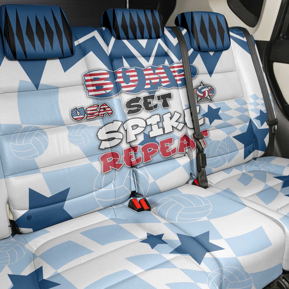 USA Volleyball Back Car Seat Cover Bump Set Spike Repeat