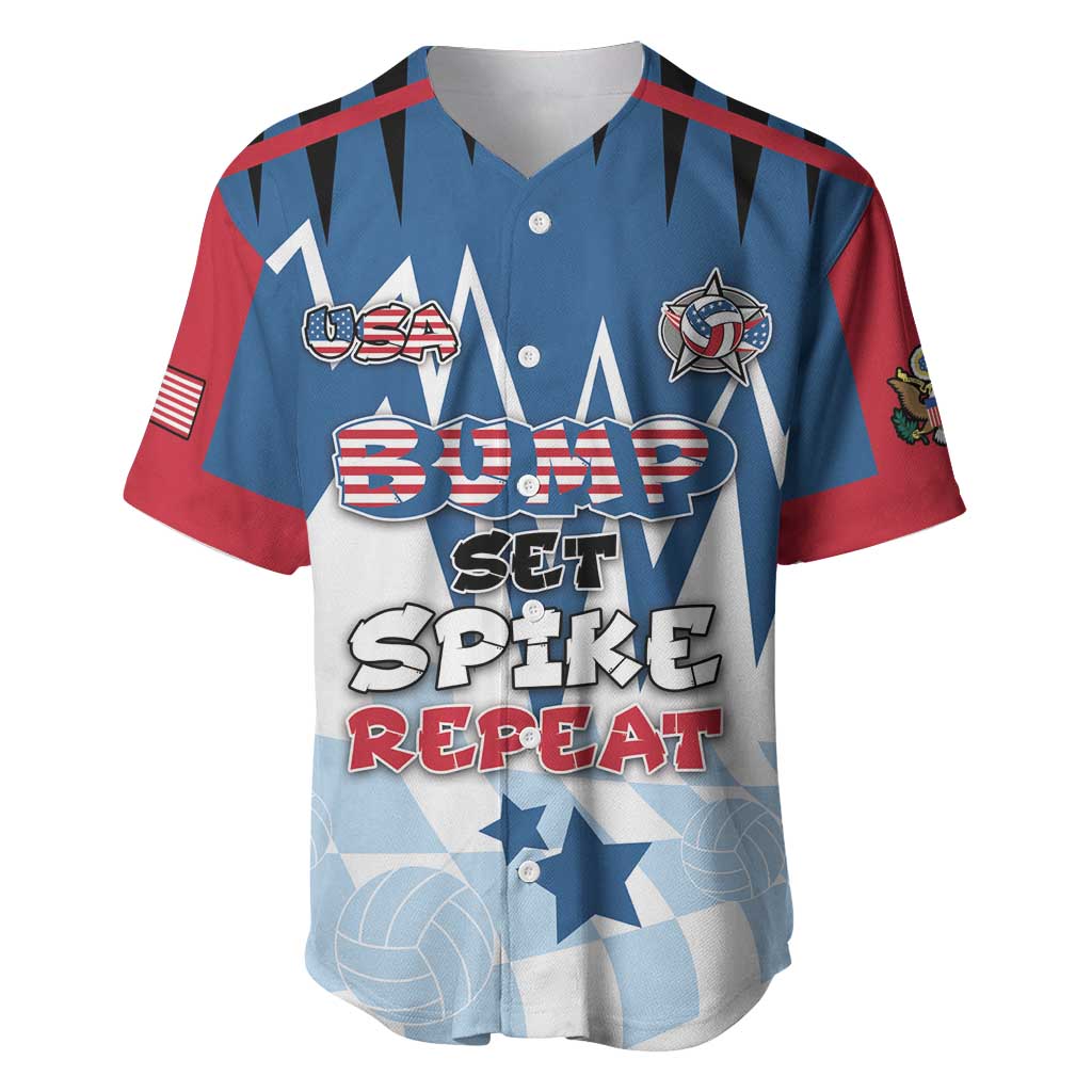Custom USA Volleyball Baseball Jersey Bump Set Spike Repeat