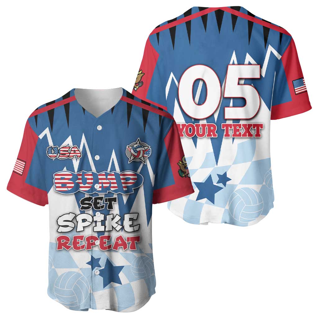 Custom USA Volleyball Baseball Jersey Bump Set Spike Repeat