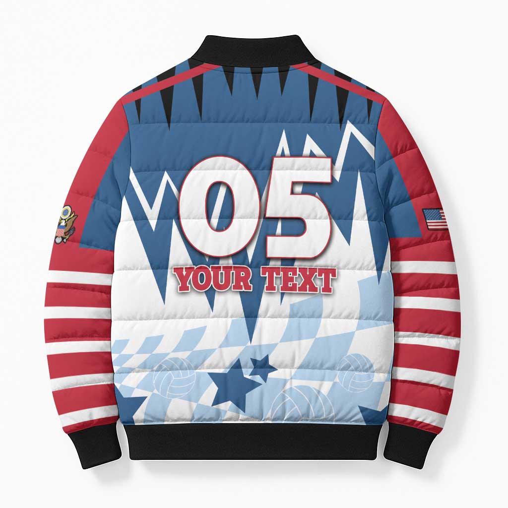 Custom USA Volleyball Bomber Puffer Jacket Bump Set Spike Repeat