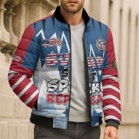 Custom USA Volleyball Bomber Puffer Jacket Bump Set Spike Repeat