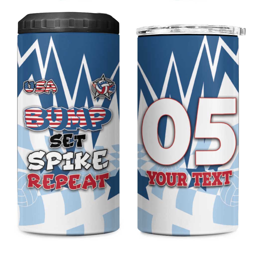Custom USA Volleyball 4 in 1 Can Cooler Tumbler Bump Set Spike Repeat