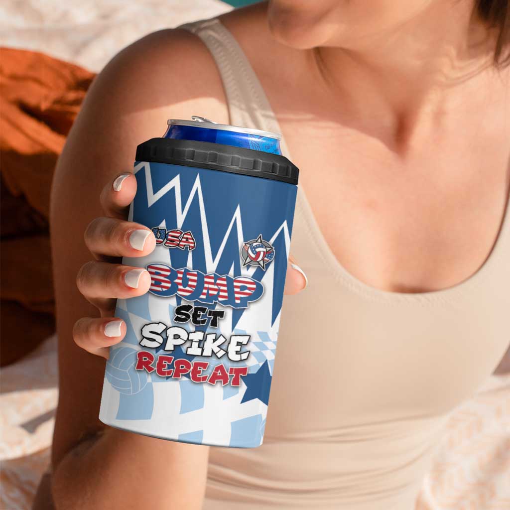 Custom USA Volleyball 4 in 1 Can Cooler Tumbler Bump Set Spike Repeat