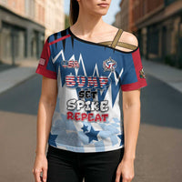 Custom USA Volleyball Cross Shoulder Shirt Bump Set Spike Repeat