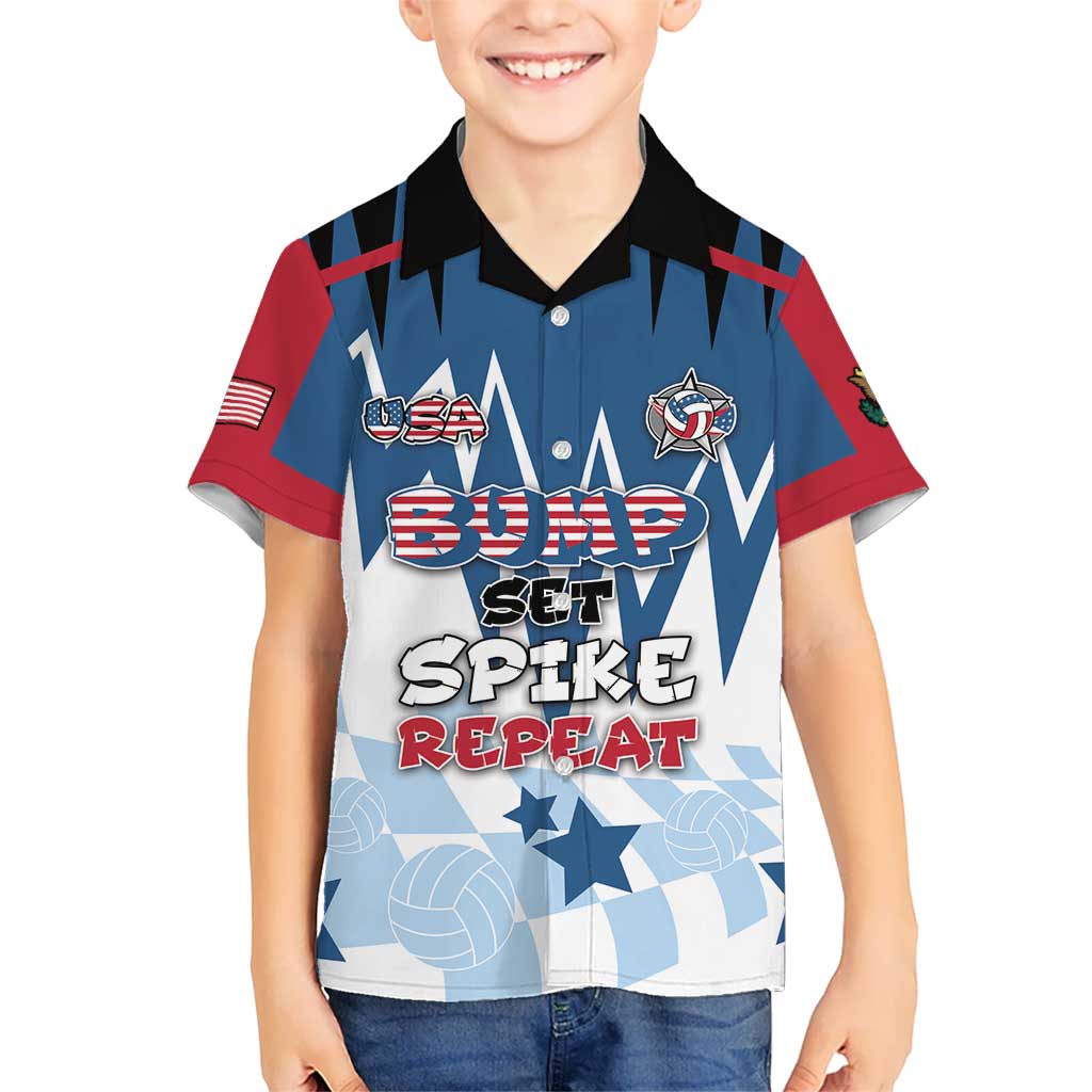 Custom USA Volleyball Hawaiian Shirt Bump Set Spike Repeat