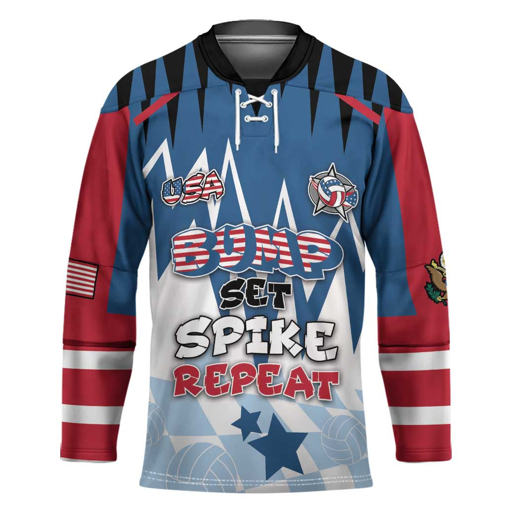 Custom USA Volleyball Hockey Jersey Bump Set Spike Repeat
