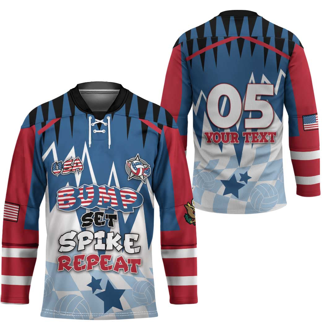 Custom USA Volleyball Hockey Jersey Bump Set Spike Repeat