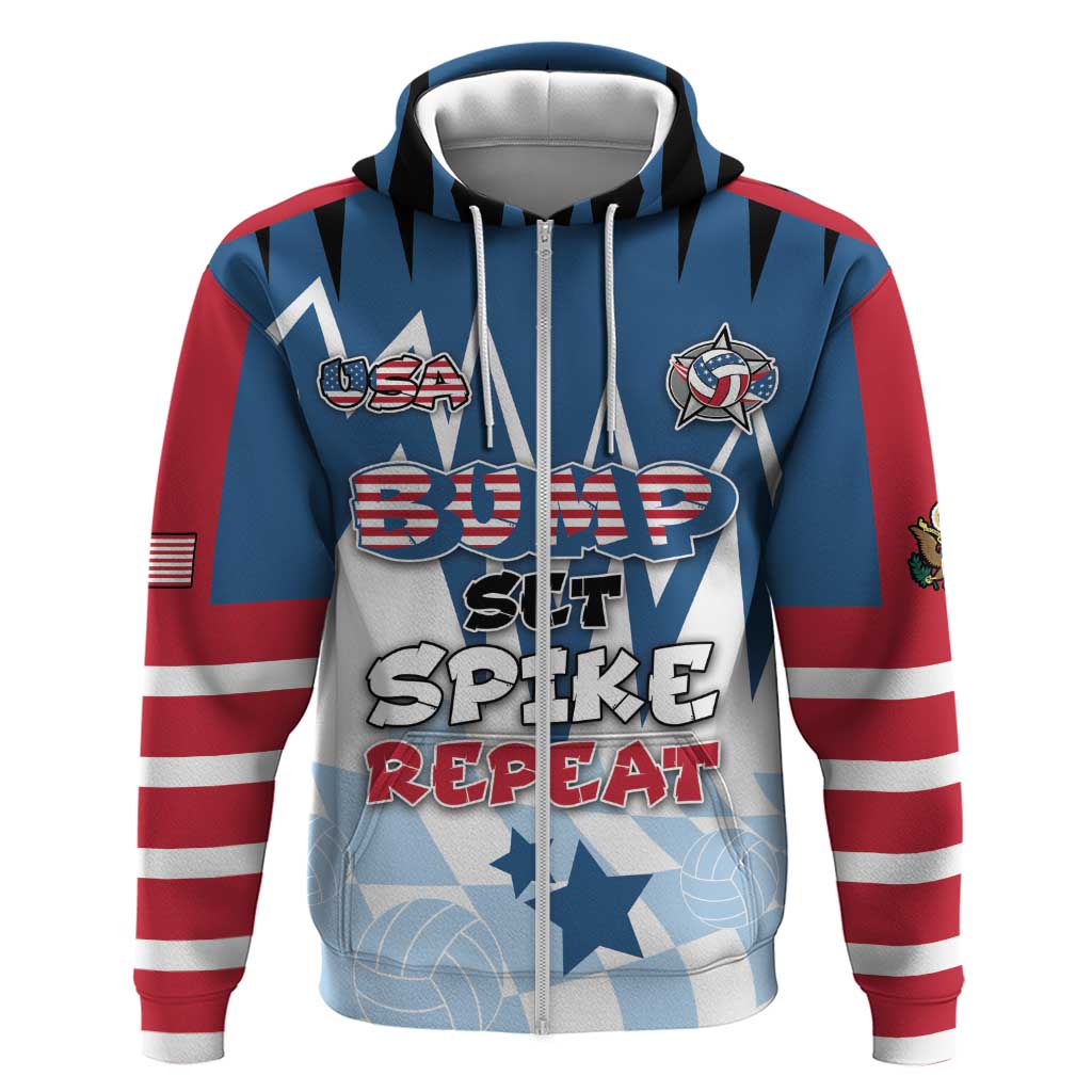 Custom USA Volleyball Hoodie Bump Set Spike Repeat
