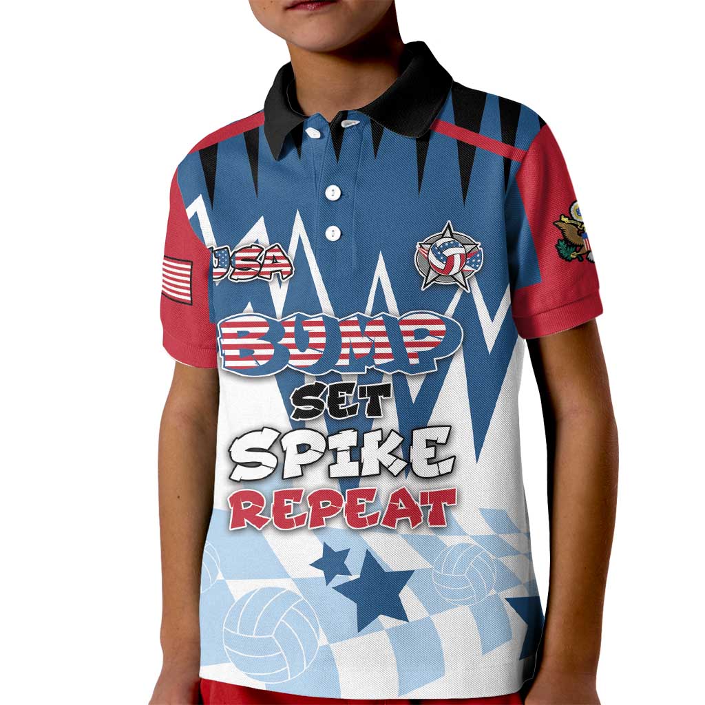 Custom USA Volleyball Kid Polo Shirt Bump Set Spike Repeat