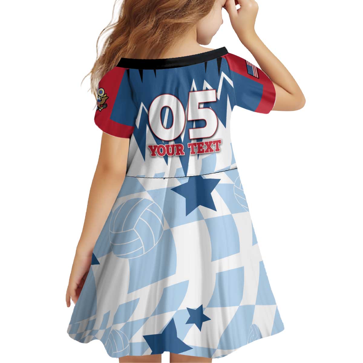 Custom USA Volleyball Kid Short Sleeve Dress Bump Set Spike Repeat