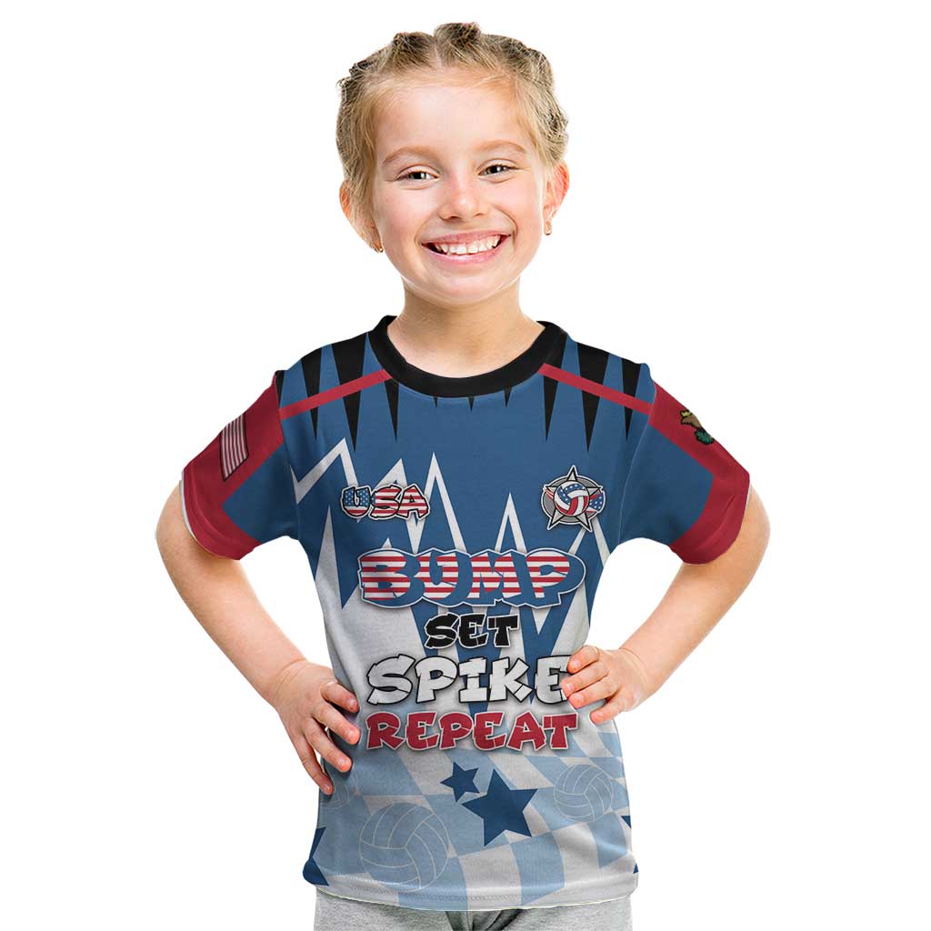 Custom USA Volleyball Kid T Shirt Bump Set Spike Repeat