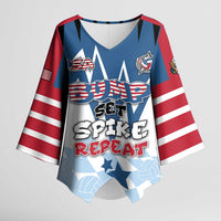 Custom USA Volleyball Kimono Sleeve Blouse Bump Set Spike Repeat