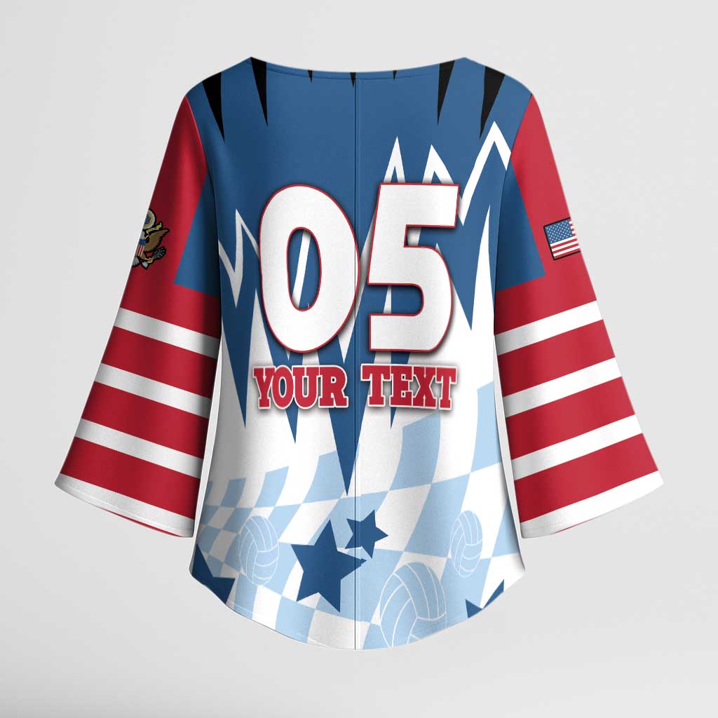 Custom USA Volleyball Kimono Sleeve Blouse Bump Set Spike Repeat