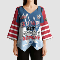 Custom USA Volleyball Kimono Sleeve Blouse Bump Set Spike Repeat