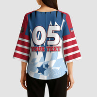 Custom USA Volleyball Kimono Sleeve Blouse Bump Set Spike Repeat