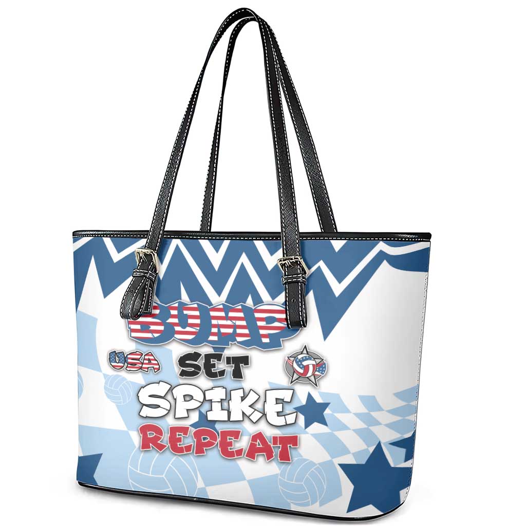 USA Volleyball Leather Tote Bag Bump Set Spike Repeat