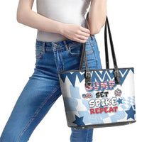 USA Volleyball Leather Tote Bag Bump Set Spike Repeat