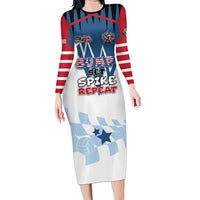 Custom USA Volleyball Long Sleeve Bodycon Dress Bump Set Spike Repeat