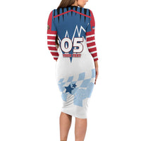 Custom USA Volleyball Long Sleeve Bodycon Dress Bump Set Spike Repeat