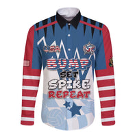Custom USA Volleyball Long Sleeve Button Shirt Bump Set Spike Repeat