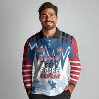 Custom USA Volleyball Long Sleeve Polo Shirt Bump Set Spike Repeat