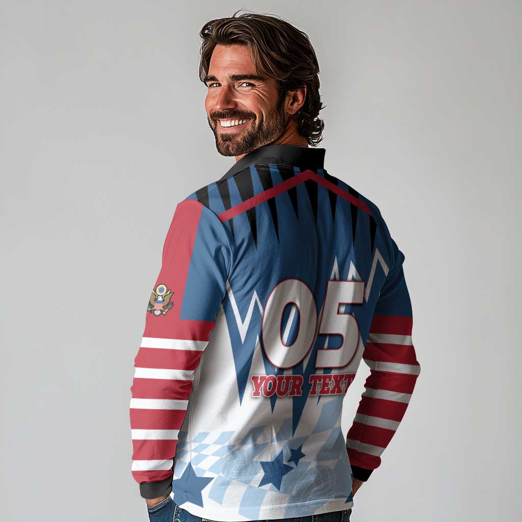 Custom USA Volleyball Long Sleeve Polo Shirt Bump Set Spike Repeat