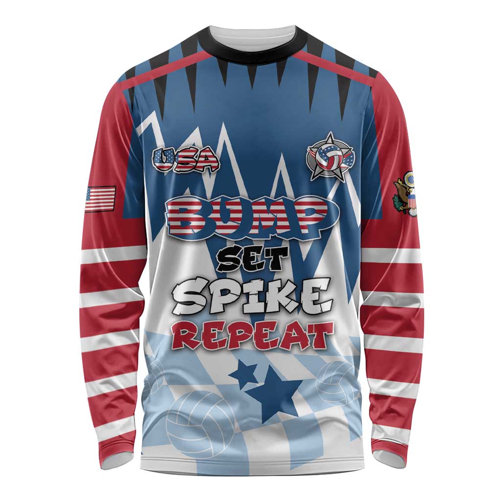 Custom USA Volleyball Long Sleeve Shirt Bump Set Spike Repeat