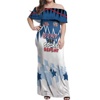 Custom USA Volleyball Off Shoulder Maxi Dress Bump Set Spike Repeat
