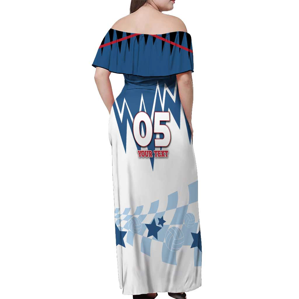 Custom USA Volleyball Off Shoulder Maxi Dress Bump Set Spike Repeat