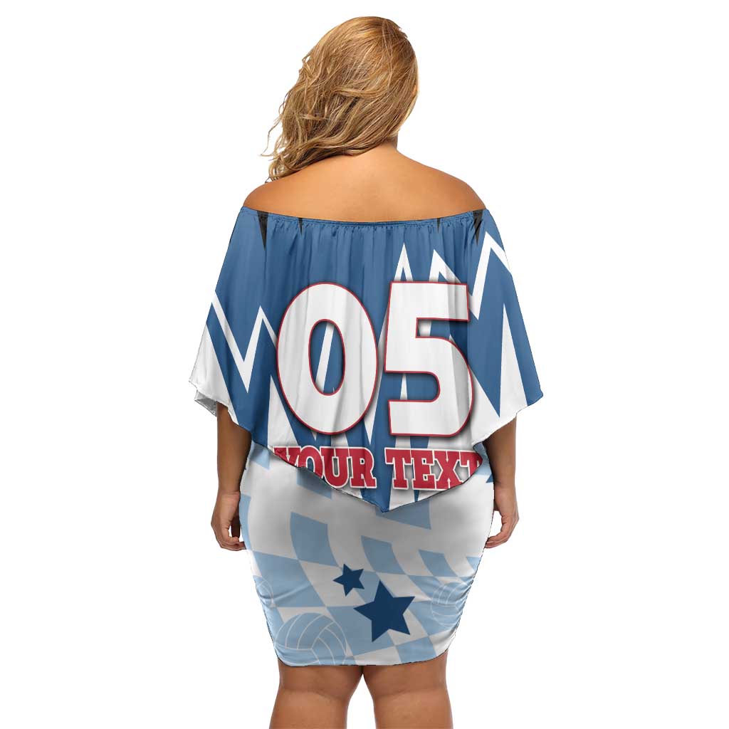 Custom USA Volleyball Off Shoulder Short Dress Bump Set Spike Repeat