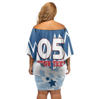 Custom USA Volleyball Off Shoulder Short Dress Bump Set Spike Repeat