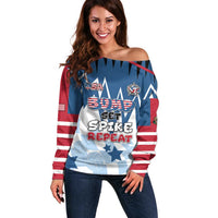 Custom USA Volleyball Off Shoulder Sweater Bump Set Spike Repeat