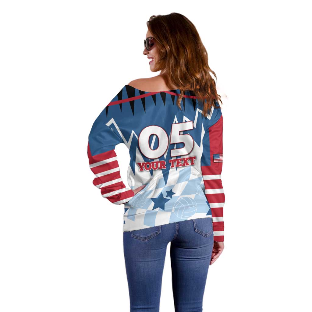 Custom USA Volleyball Off Shoulder Sweater Bump Set Spike Repeat