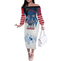 Custom USA Volleyball Off The Shoulder Long Sleeve Dress Bump Set Spike Repeat