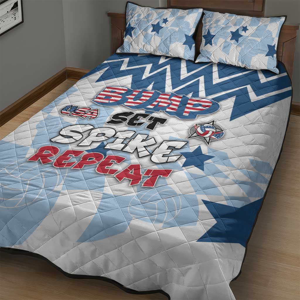 USA Volleyball Quilt Bed Set Bump Set Spike Repeat