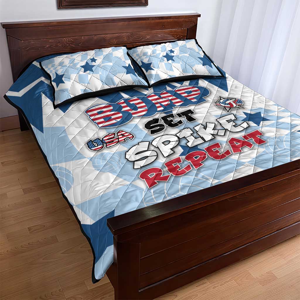 USA Volleyball Quilt Bed Set Bump Set Spike Repeat
