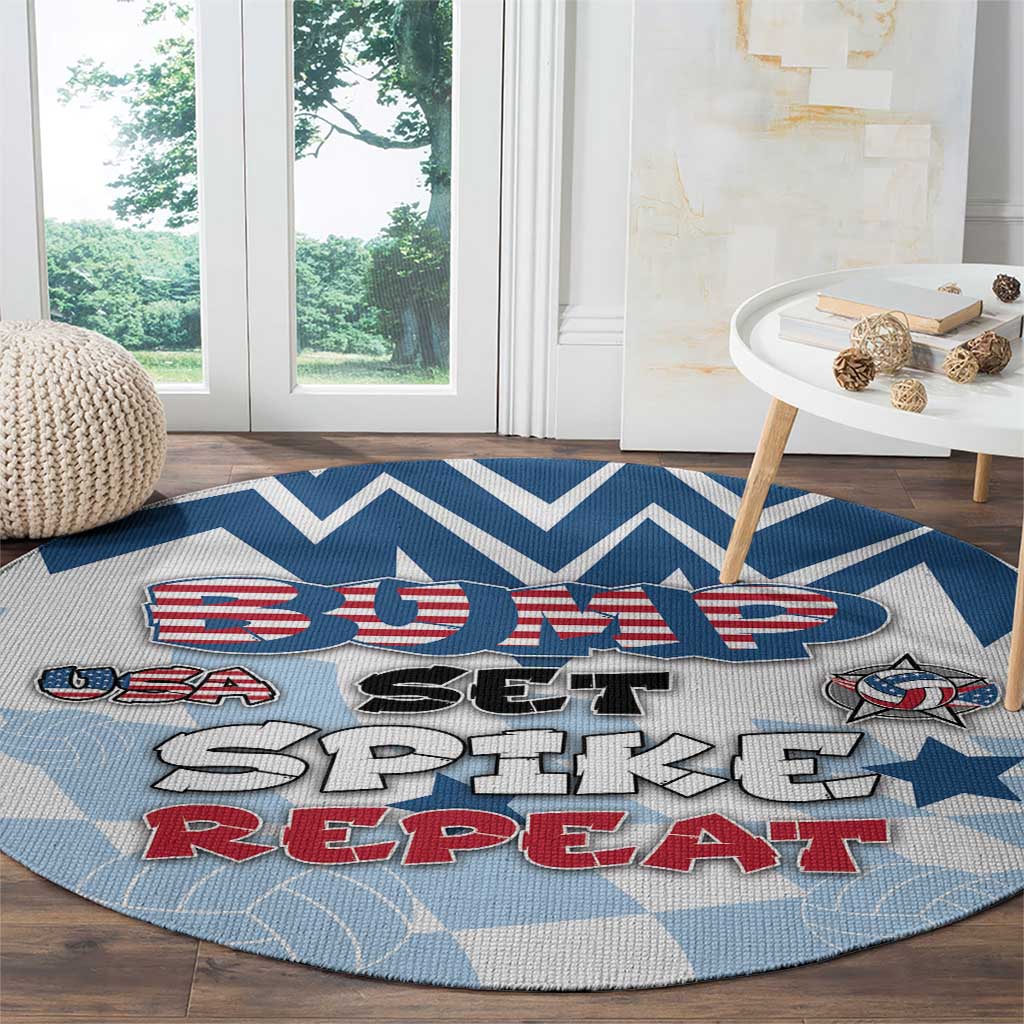 USA Volleyball Round Carpet Bump Set Spike Repeat