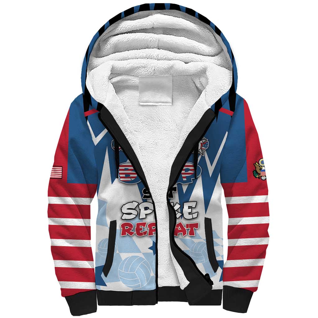 Custom USA Volleyball Sherpa Hoodie Bump Set Spike Repeat