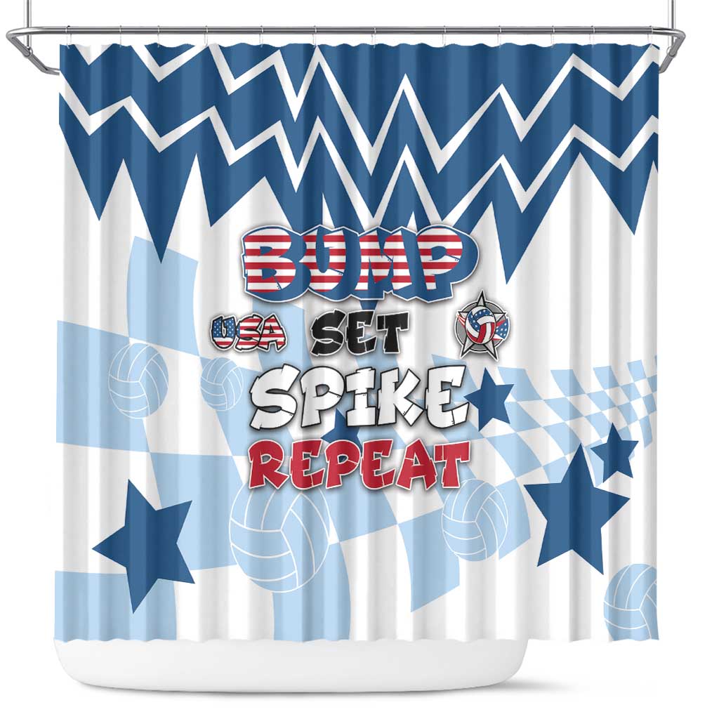 USA Volleyball Shower Curtain Bump Set Spike Repeat