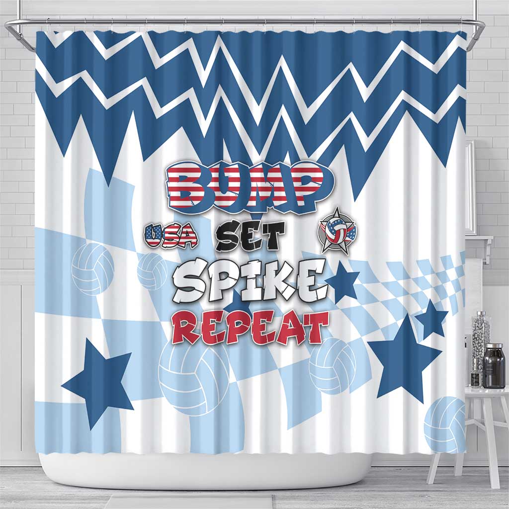 USA Volleyball Shower Curtain Bump Set Spike Repeat