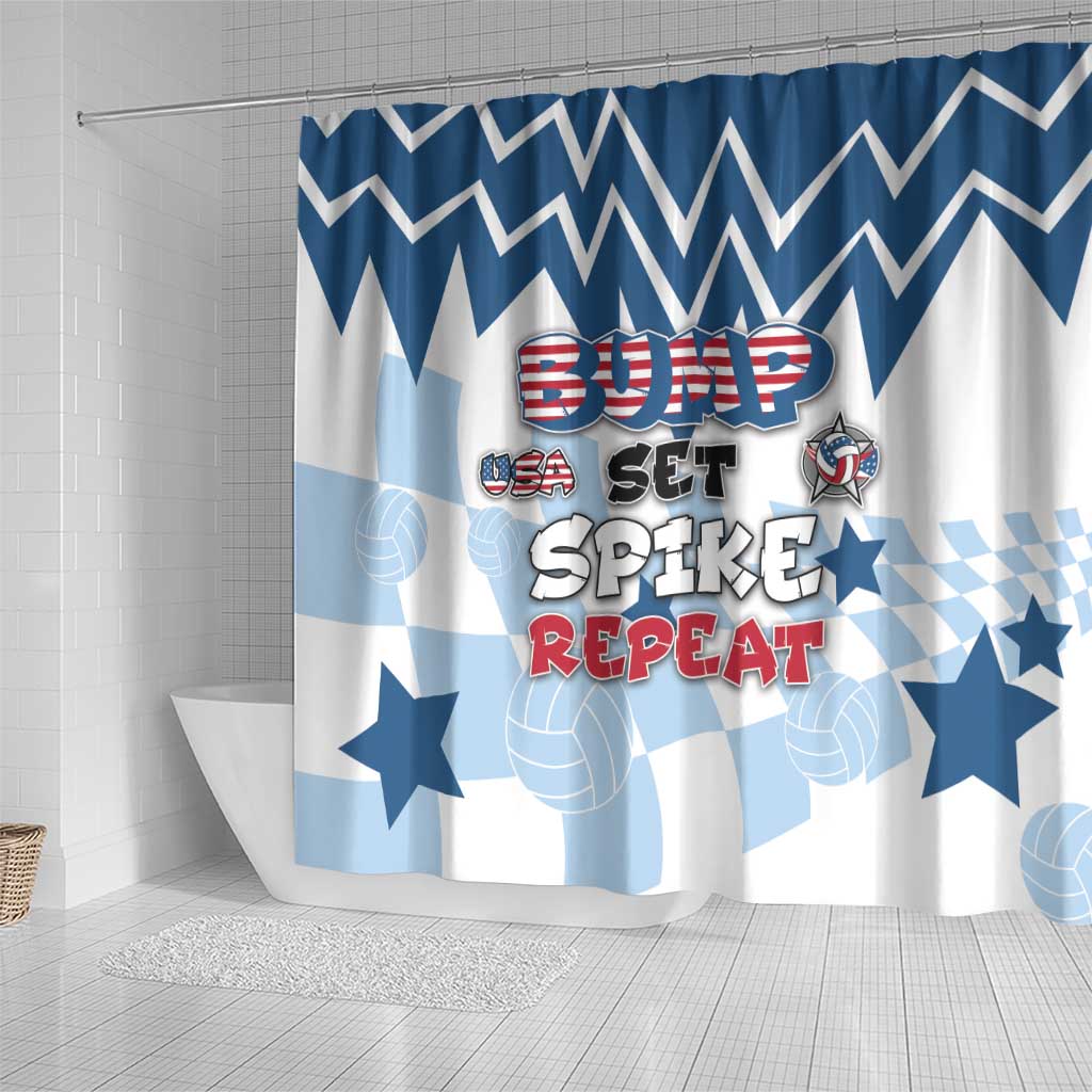 USA Volleyball Shower Curtain Bump Set Spike Repeat