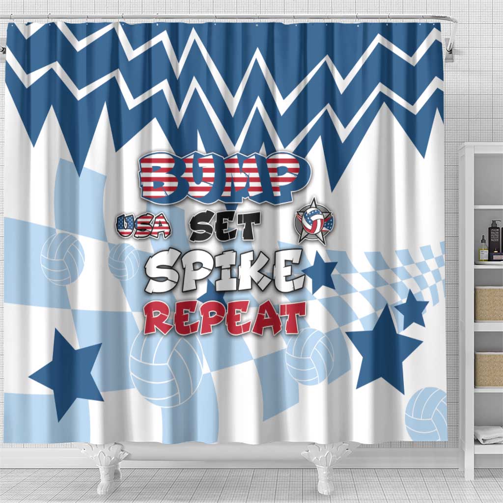USA Volleyball Shower Curtain Bump Set Spike Repeat