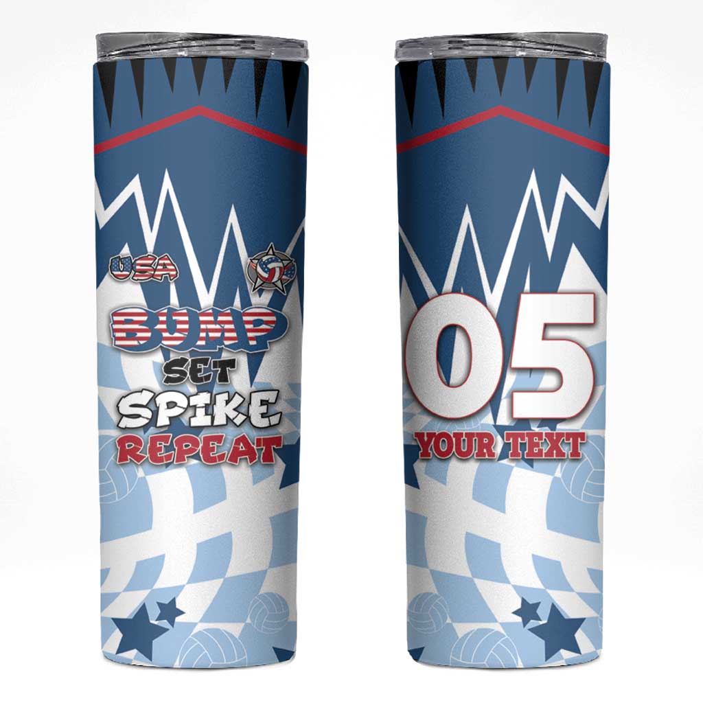 Custom USA Volleyball Skinny Tumbler Bump Set Spike Repeat