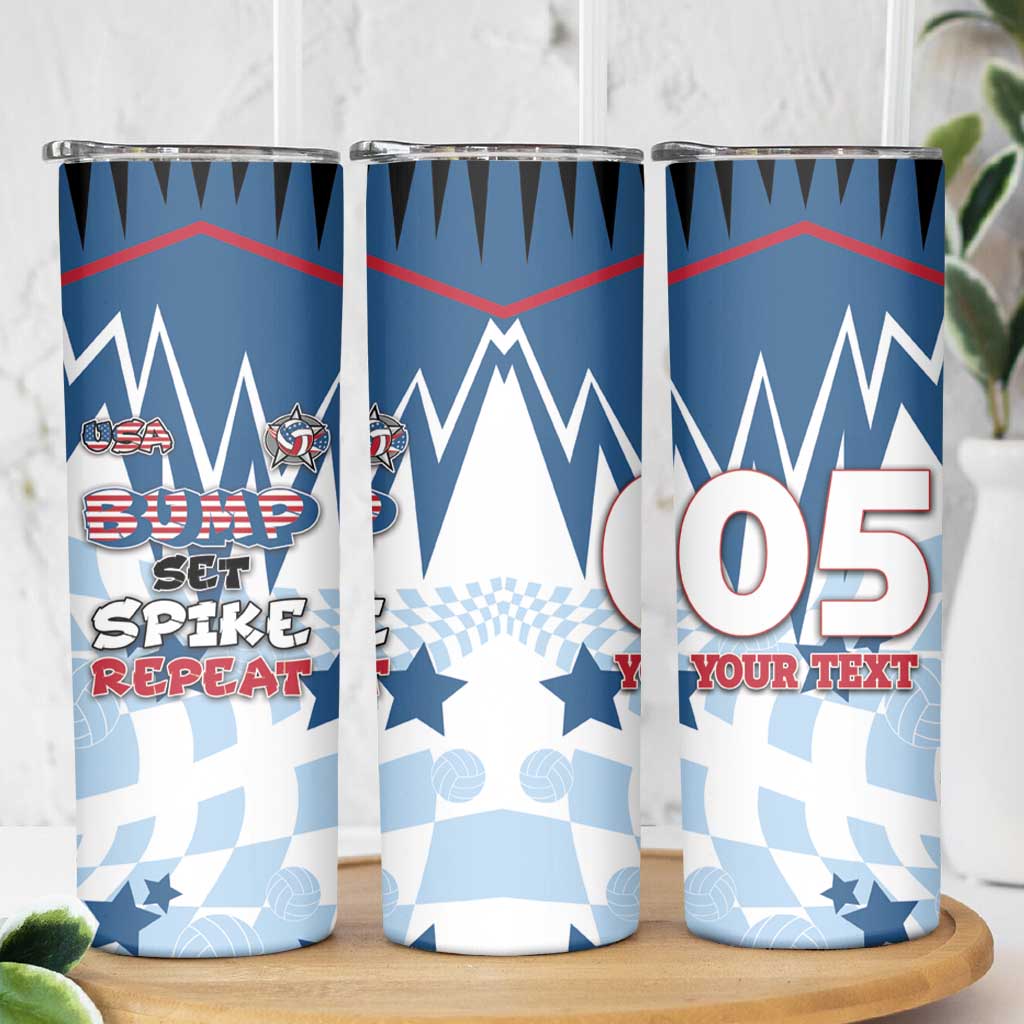 Custom USA Volleyball Skinny Tumbler Bump Set Spike Repeat
