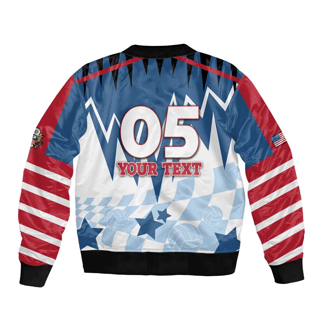 Custom USA Volleyball Sleeve Zip Bomber Jacket Bump Set Spike Repeat
