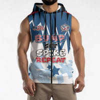 Custom USA Volleyball Sleeveless Zip Hoodie Bump Set Spike Repeat