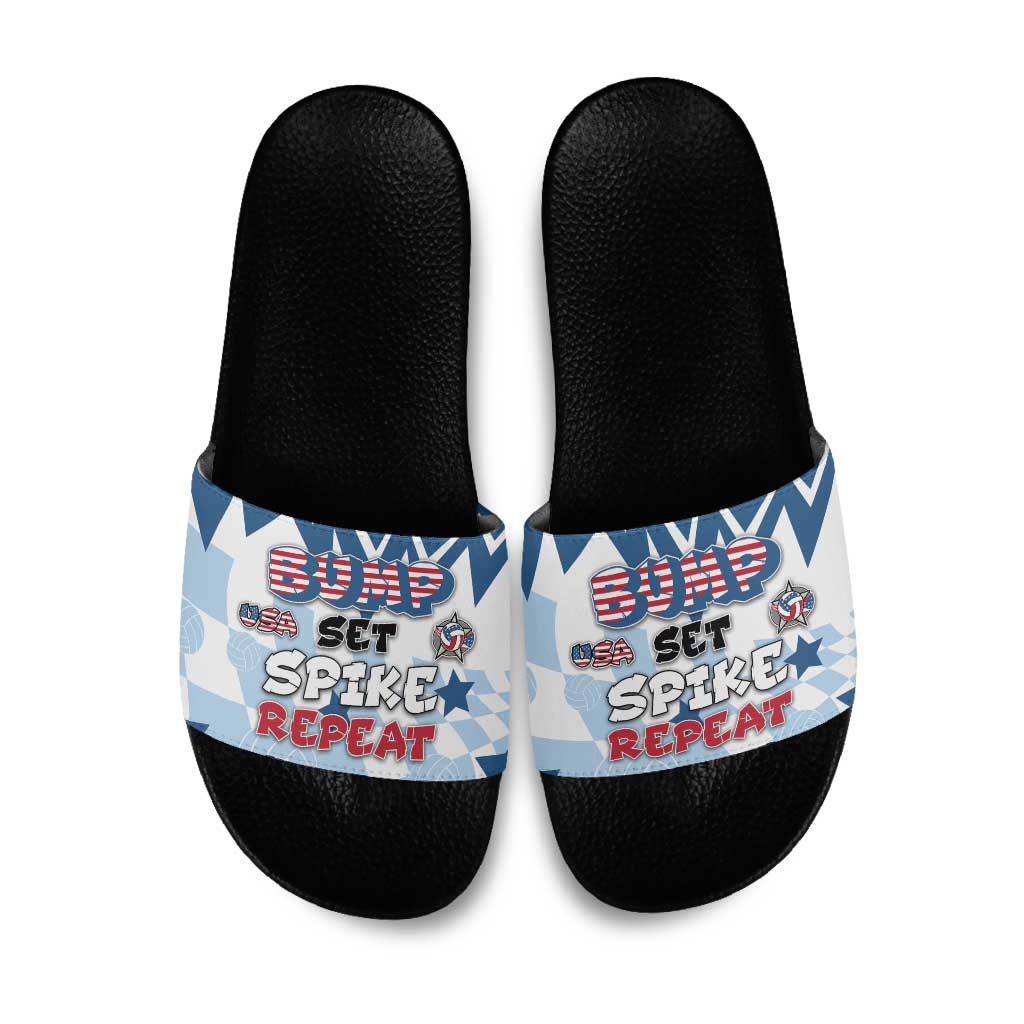 USA Volleyball Slide Sandals Bump Set Spike Repeat