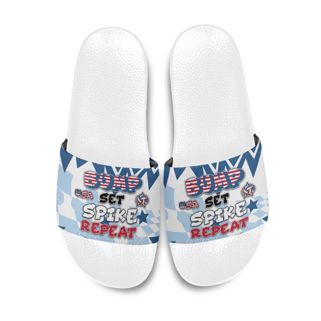 USA Volleyball Slide Sandals Bump Set Spike Repeat